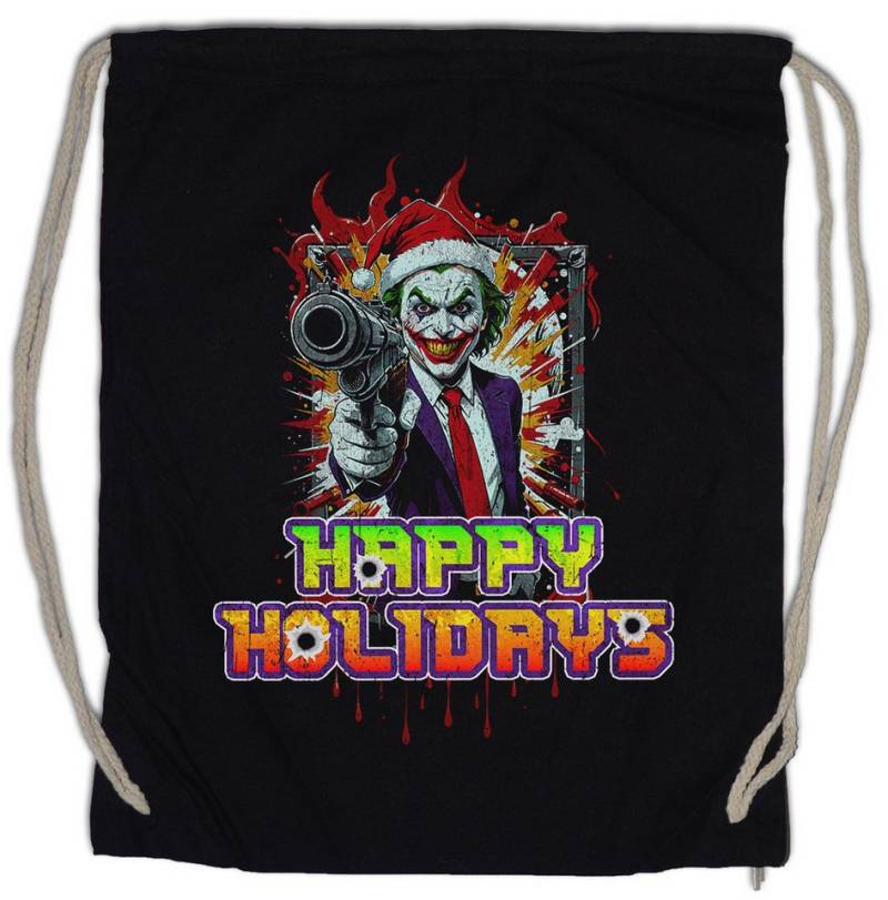 Urban Backwoods Turnbeutel Happy Holidays Joker Gun Turnbeutel Merry Santa X-Mas Claus Christmas (1-tlg), Batman Weihnachten Gotham Weihnachtsmann von Urban Backwoods