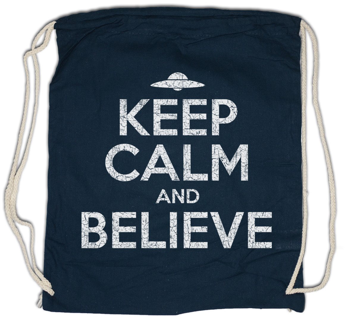 Urban Backwoods Turnbeutel Keep Calm And Believe Turnbeutel Ufo Alien Sign Zeichen Symbol Flying (1-tlg), Saucers Vril Flugscheibe Haunebu von Urban Backwoods