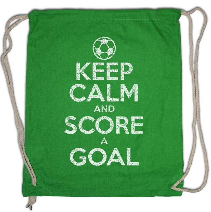 Urban Backwoods Turnbeutel Keep Calm And Score A Goal Turnbeutel Fussball Fußball Tor Schießen (1-tlg), Soccer Football Player Game von Urban Backwoods