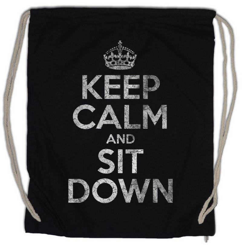 Urban Backwoods Turnbeutel Keep Calm And Sit Down Turnbeutel Relax Calm Nimm Platz Hinsetzen (1-tlg), Chill Chiller Relaxing Pause von Urban Backwoods