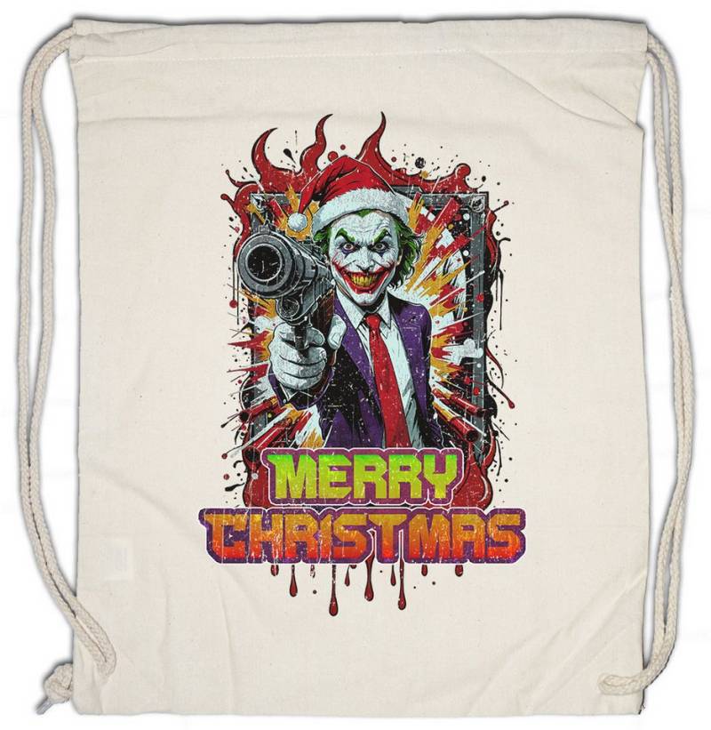 Urban Backwoods Turnbeutel Merry Christmas Joker Gun Turnbeutel Happy Santa X-Mas Claus Holidays (1-tlg), Batman Weihnachten Gotham Weihnachtsmann von Urban Backwoods