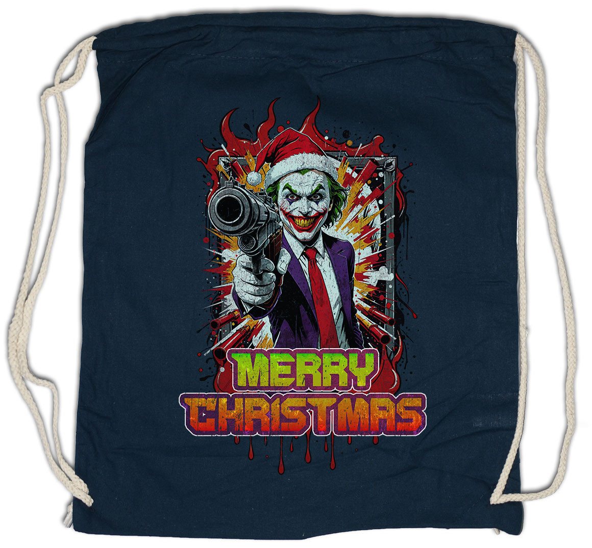 Urban Backwoods Turnbeutel Merry Christmas Joker Gun Turnbeutel Happy Santa X-Mas Claus Holidays (1-tlg), Batman Weihnachten Gotham Weihnachtsmann von Urban Backwoods
