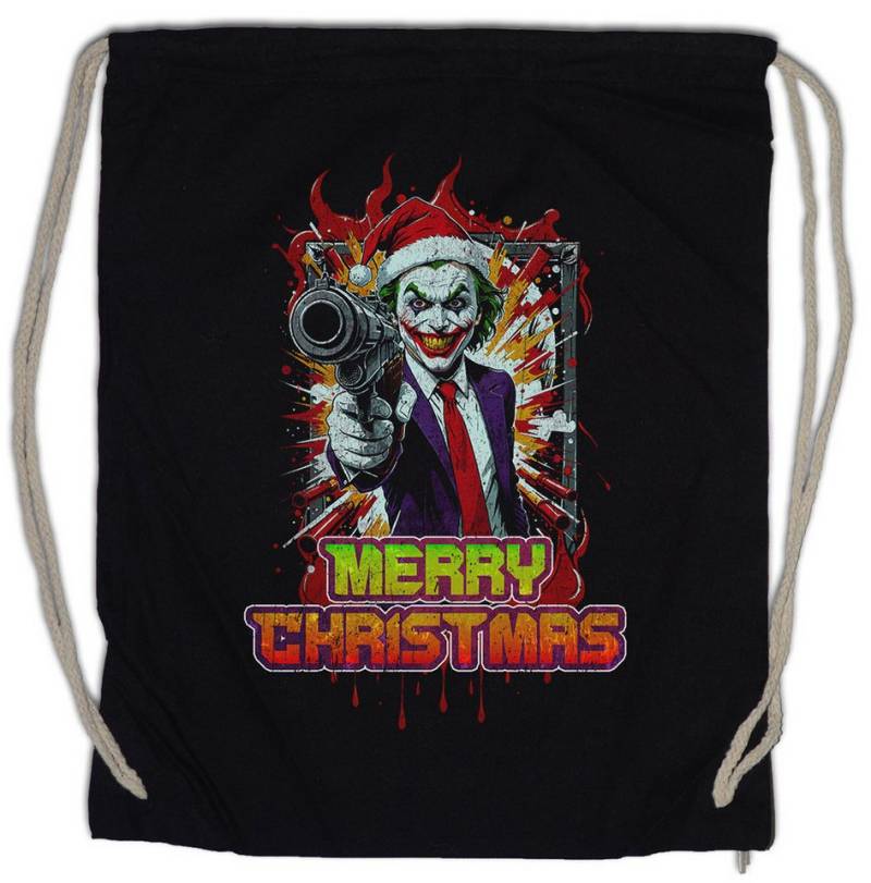 Urban Backwoods Turnbeutel Merry Christmas Joker Gun Turnbeutel Happy Santa X-Mas Claus Holidays (1-tlg), Batman Weihnachten Gotham Weihnachtsmann von Urban Backwoods