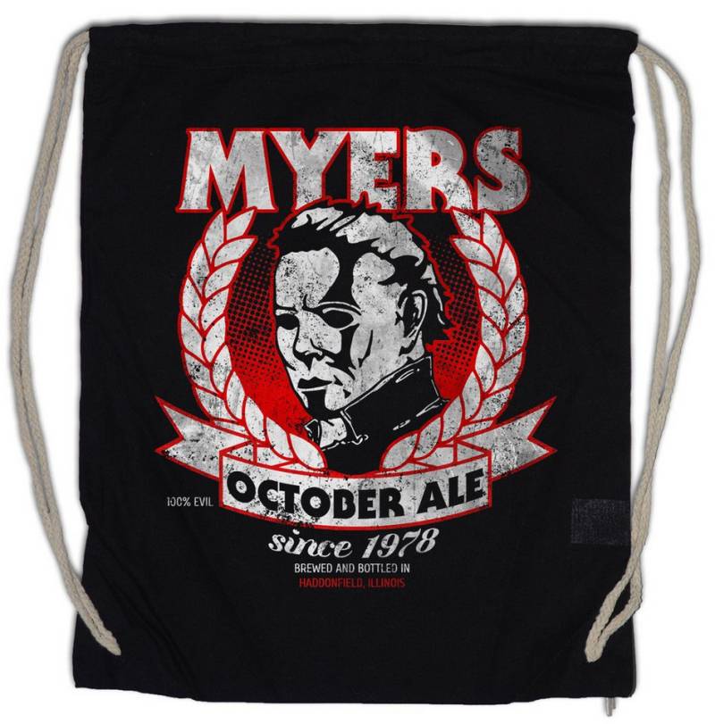 Urban Backwoods Turnbeutel Myers October Ale Turnbeutel Halloween Horror Bier Waynes Crossover (1-tlg), Fun Slasher Gore Blood von Urban Backwoods