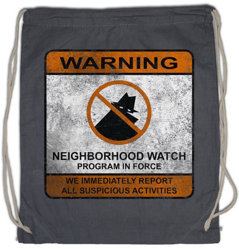Urban Backwoods Turnbeutel Neighborhood Watch Sign Turnbeutel Nachbarschaftswache Zeichen Symbol (1-tlg), Logo Vigilantismus Vigilante Sign von Urban Backwoods