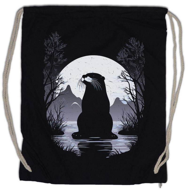 Urban Backwoods Turnbeutel Otter Water Moon Turnbeutel Space Cute Otters Funny Love Liebe Viral (1-tlg), Wild Tier Animal Sweet von Urban Backwoods