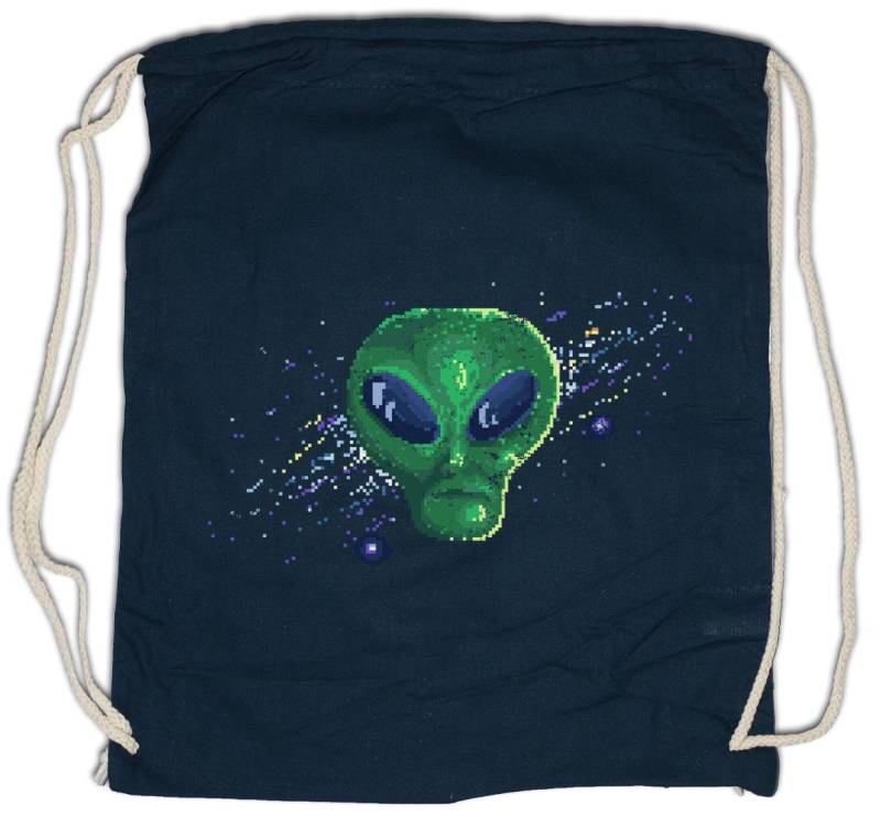 Urban Backwoods Turnbeutel Pixel Green Alien Face Turnbeutel Pixel Ufo Flying Saucers Vril (1-tlg), Flugscheibe Haunebu Majestic 12 von Urban Backwoods