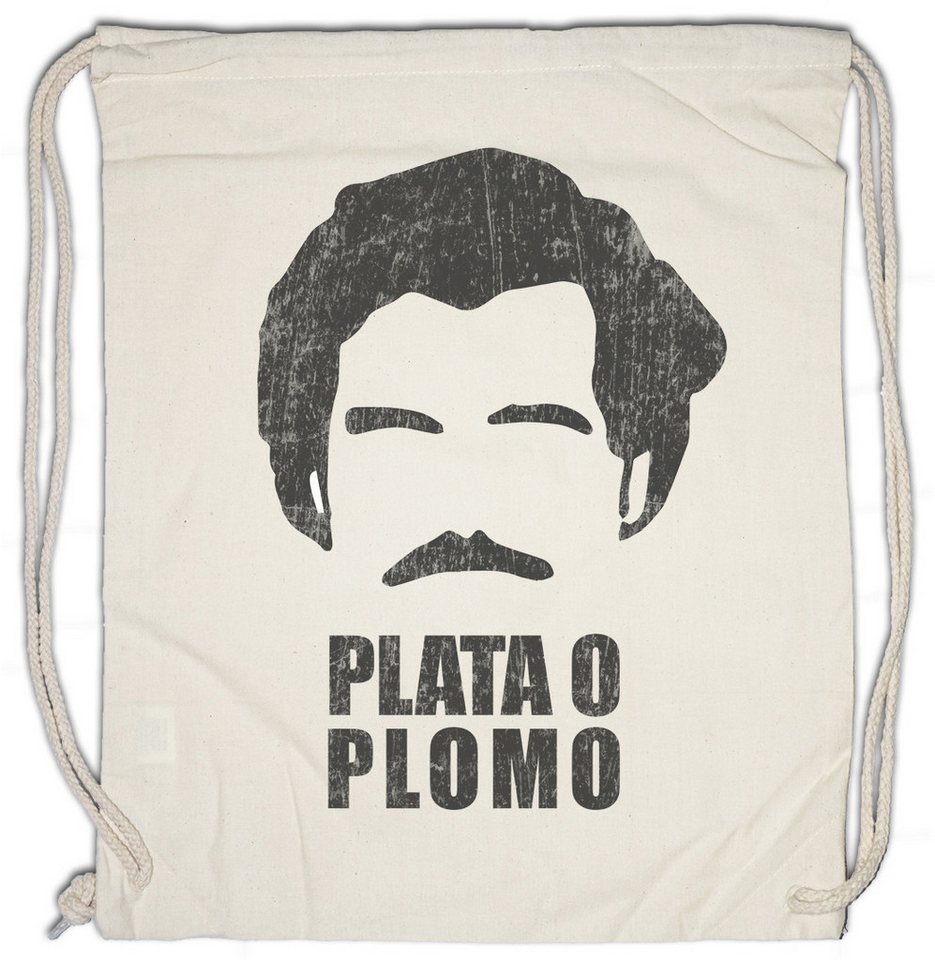 Urban Backwoods Turnbeutel Plata O Plomo Turnbeutel Pablo Fun Narcos Quote Escobar Portrait (1-tlg), Medellin Cartel Narcos Sicarios von Urban Backwoods