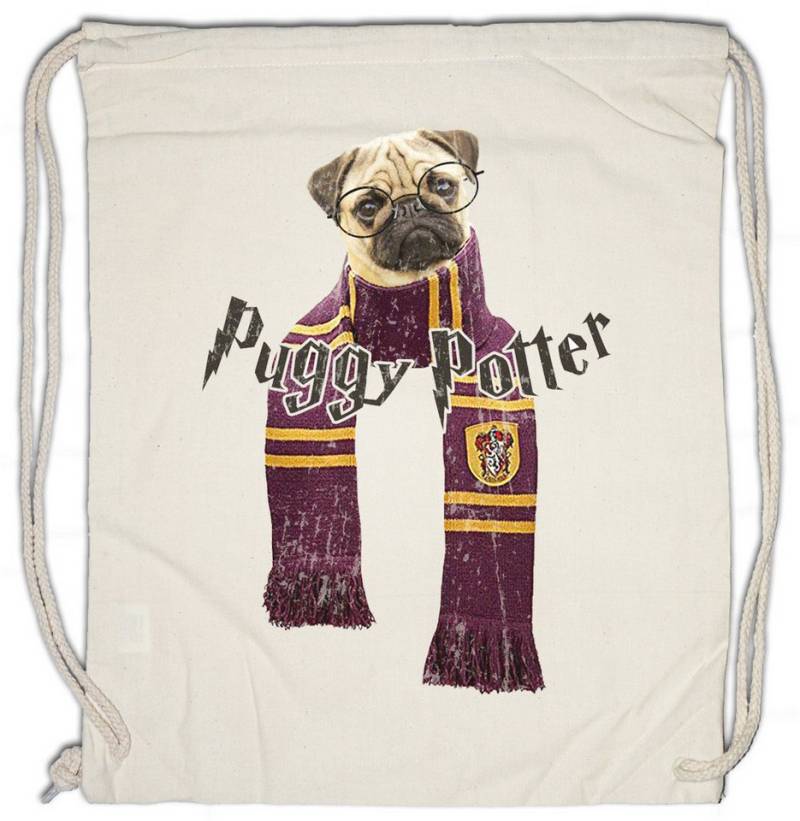 Urban Backwoods Turnbeutel Puggy Potter Turnbeutel Glasses Mops Möpse Brille Hund Fun Geek Harry (1-tlg), Nerd Pug Dogs von Urban Backwoods