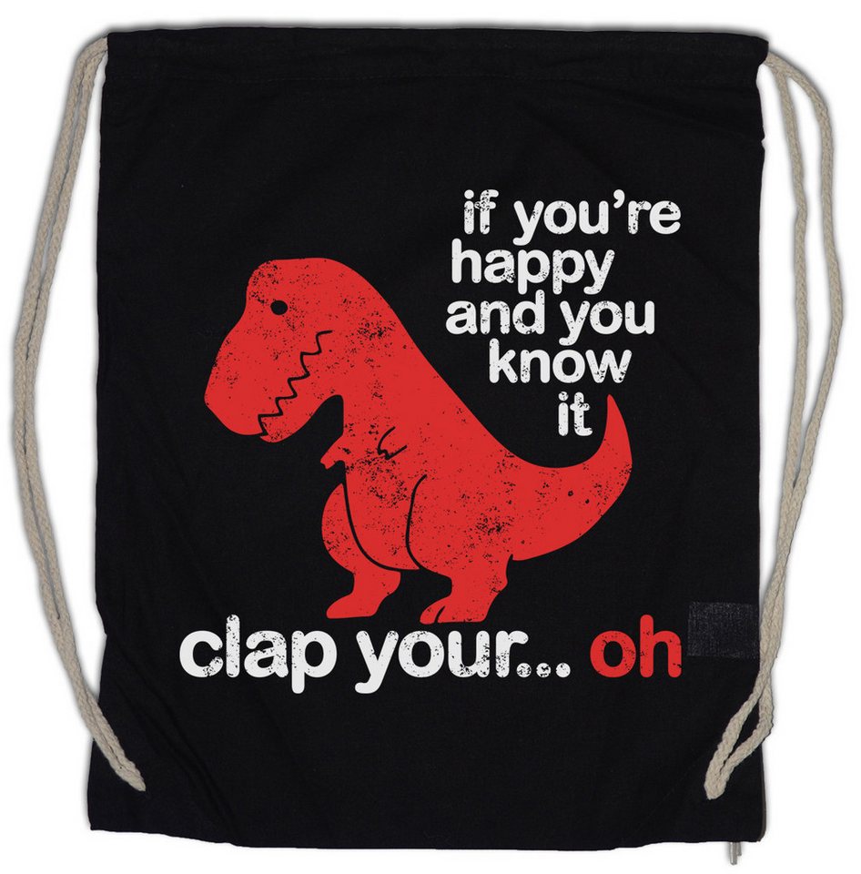 Urban Backwoods Turnbeutel Rex Clap Turnbeutel Dinosaurier Dinosaur Tyrannosaurus T-Rex Clap (1-tlg), Fossil Apex Comedy Inclusion von Urban Backwoods