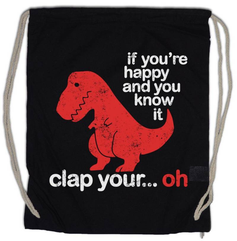 Urban Backwoods Turnbeutel Rex Clap Turnbeutel Dinosaurier Dinosaur Tyrannosaurus T-Rex Clap (1-tlg), Fossil Apex Comedy Inclusion von Urban Backwoods