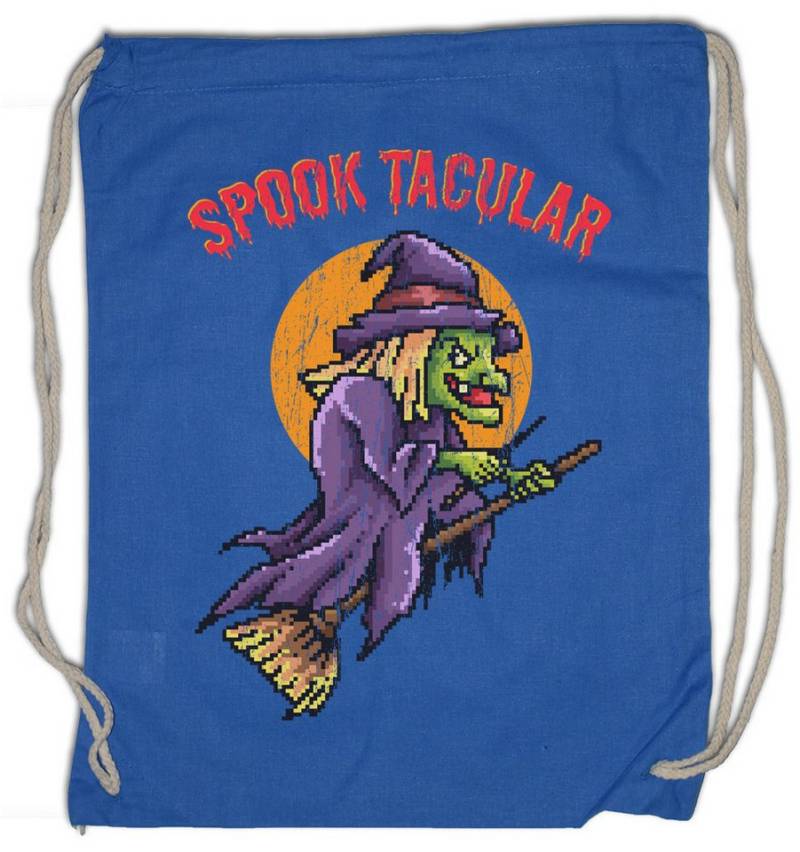 Urban Backwoods Turnbeutel Spooktacular Turnbeutel Halloween Witch Hexe Hexenkessel Pixel Retro (1-tlg), Blocksberg Walpurgisnacht Gamer Gaming von Urban Backwoods