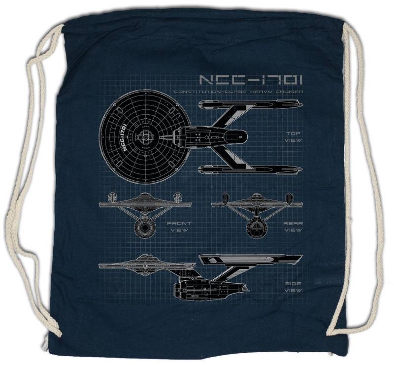 Urban Backwoods Turnbeutel Star Ship Blueprint Turnbeutel Blaupause NCC-1701 Enterprise USS Fleet (1-tlg), Trek Sternenflotte TNG Trekkie von Urban Backwoods