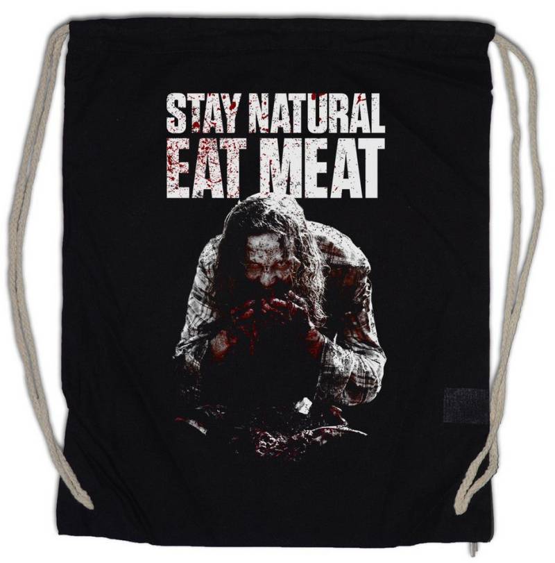 Urban Backwoods Turnbeutel Stay Natural Eat Meat Turnbeutel Bloody Blut Zombie Horror Gore (1-tlg), Fleischfresser Butcher Metzger Fleischer von Urban Backwoods