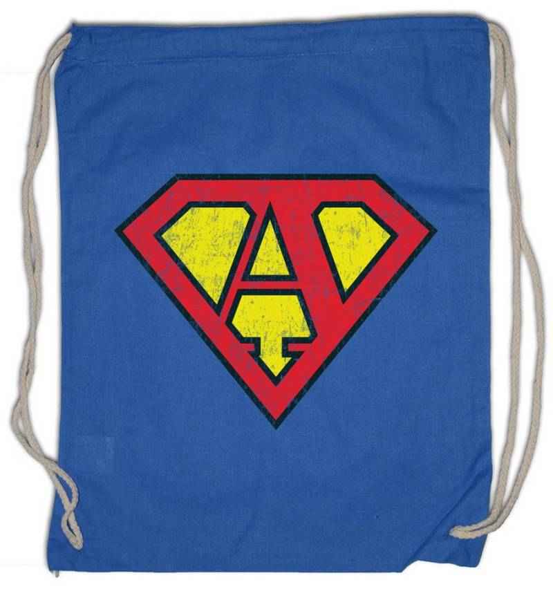 Urban Backwoods Turnbeutel Super A Turnbeutel Buchstabe Initialen Vorname Nachname Man Fasching (1-tlg), Karneval Kostüm Costume Superheld von Urban Backwoods