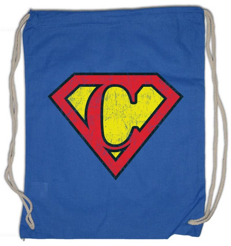 Urban Backwoods Turnbeutel Super C Turnbeutel Buchstabe Initialen Vorname Nachname Man Fasching (1-tlg), Karneval Kostüm Costume Superheld von Urban Backwoods