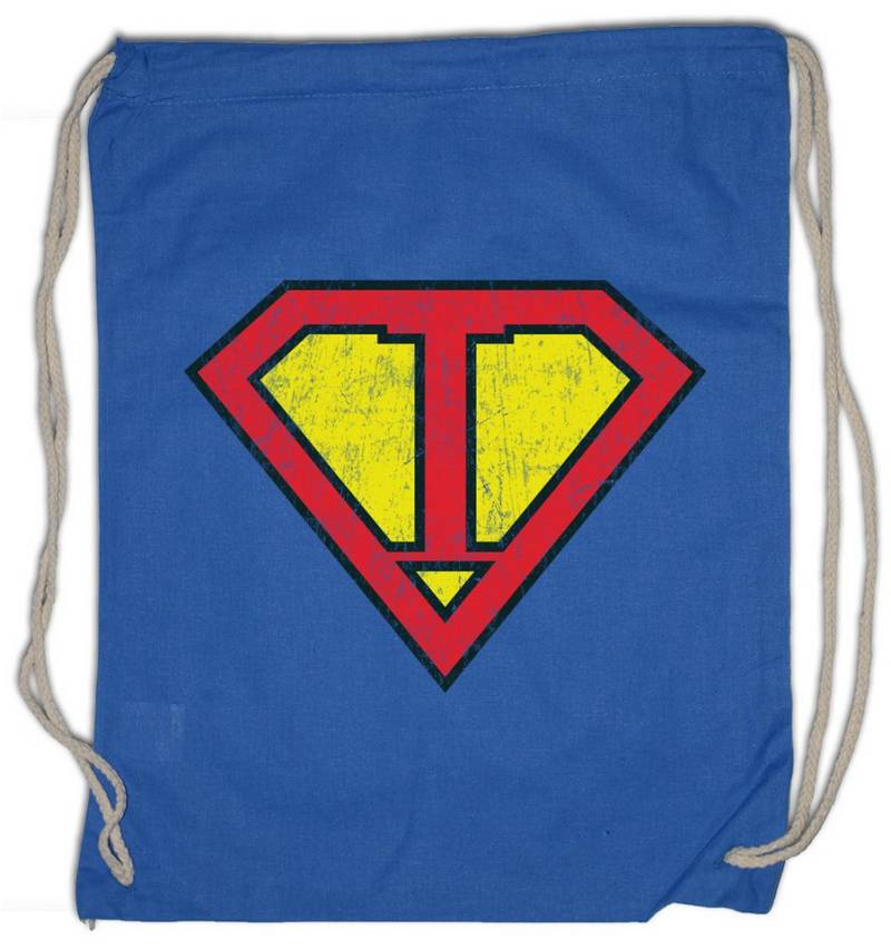 Urban Backwoods Turnbeutel Super I Turnbeutel Buchstabe Initialen Vorname Nachname Man Fasching (1-tlg), Karneval Kostüm Costume Superheld von Urban Backwoods