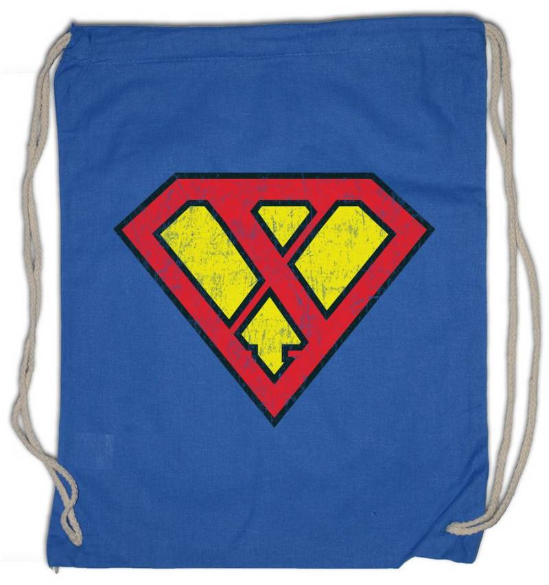 Urban Backwoods Turnbeutel Super X Turnbeutel Buchstabe Initialen Vorname Nachname Man Fasching (1-tlg), Karneval Kostüm Costume Superheld von Urban Backwoods