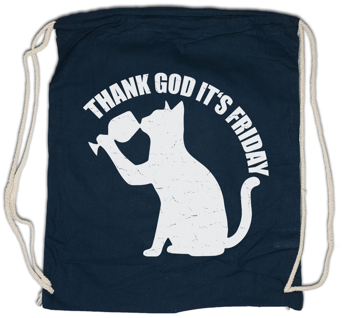 Urban Backwoods Turnbeutel Thank God It's Friday Cat Turnbeutel TGIF Weekend Feierabend Fun Cat (1-tlg), Kitten Katze Wochenende von Urban Backwoods