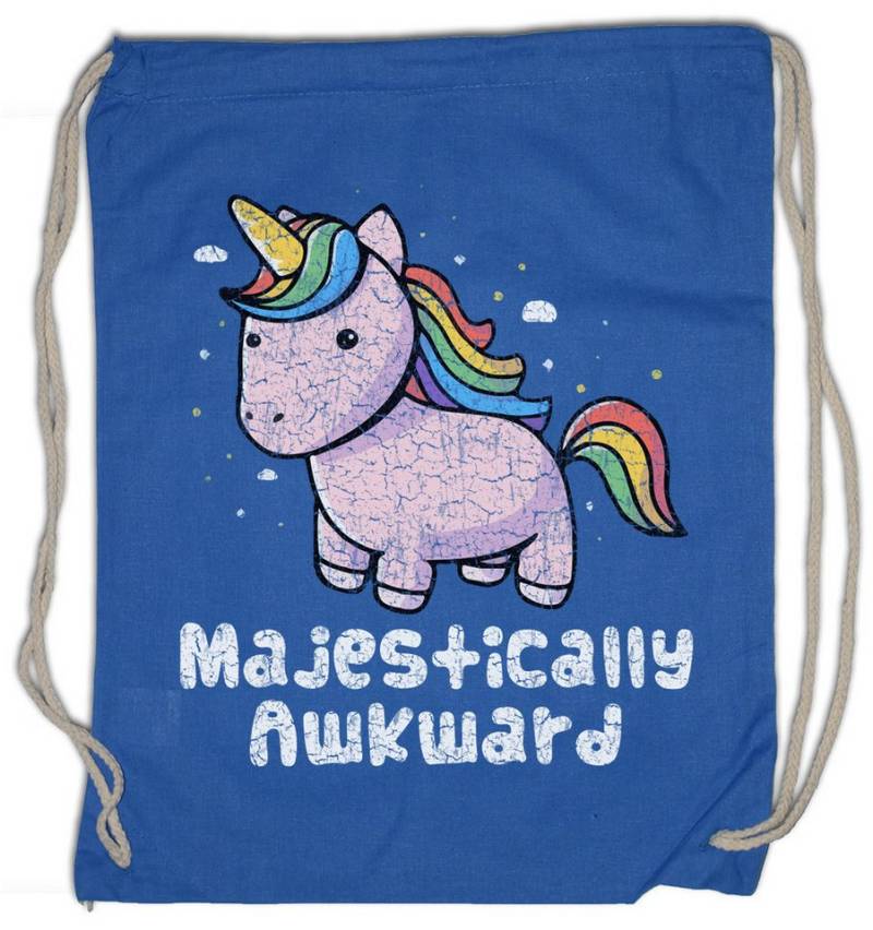 Urban Backwoods Turnbeutel Unicorn Awkward Turnbeutel Einhorn Comic Anime Regenbogen Rainbow Cute (1-tlg), Fantasy Fairies Princess Fairytale von Urban Backwoods