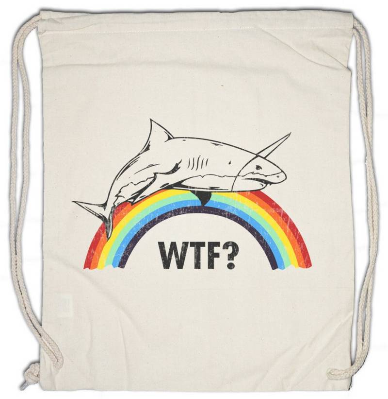 Urban Backwoods Turnbeutel Unicorn Shark Turnbeutel Einhorn Hai Jaws Comic Anime Regenbogen (1-tlg), Rainbow Cute Fantasy Fairies von Urban Backwoods