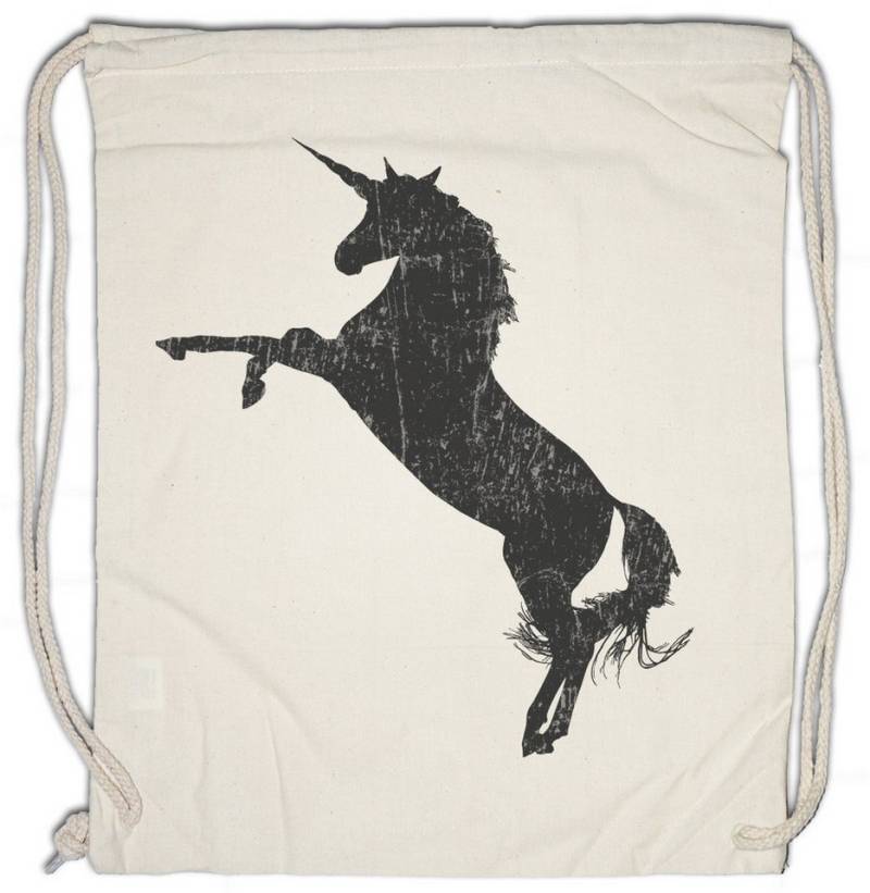 Urban Backwoods Turnbeutel Unicorn Silhouette Turnbeutel Einhorn Einhörner Toon Cartoon Comic (1-tlg), Look Farben Party Disko von Urban Backwoods
