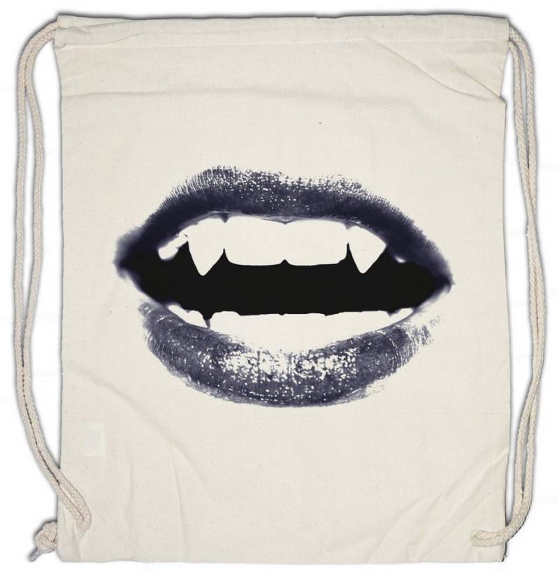 Urban Backwoods Turnbeutel Vampire Woman Mouth Turnbeutel Vampir Girl Lady Blut True Gebiss Zähne (1-tlg), Biss Bite Blood Teeth von Urban Backwoods