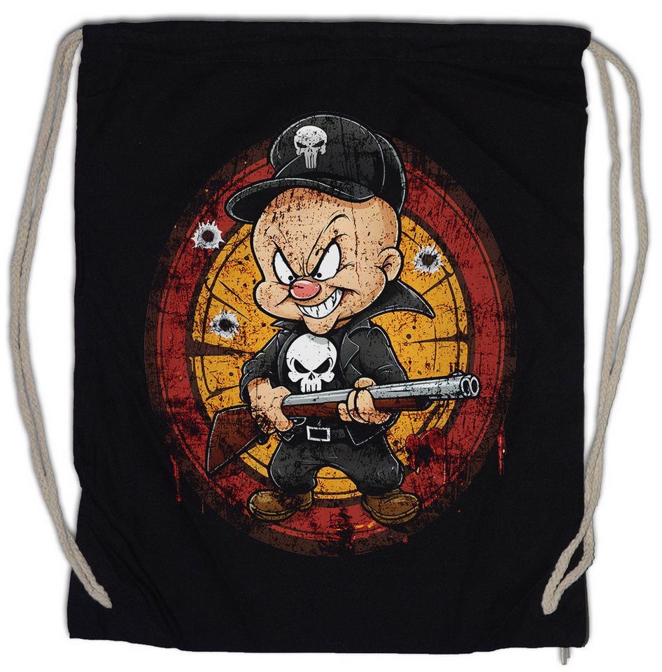 Urban Backwoods Turnbeutel Vigilante Fud Turnbeutel Skull Logo Toon Cartoon Comic Elmer Punisher (1-tlg), Symbol Zeichen Bunny Pig von Urban Backwoods