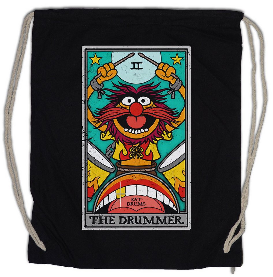 Urban Backwoods Turnbeutel Wicked Drummer Tarot Turnbeutel Drums Percussion Schlagzeuger Karte (1-tlg), Card Rock Metal Animal von Urban Backwoods