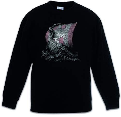 Urban Backwoods Viking Ship I Kinder Jungen Mädchen Pullover Schwarz Größe 12 Jahre von Urban Backwoods