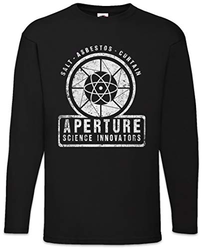 Urban Backwoods Vintage Aperture Science Innovators Herren Langarm T-Shirt Schwarz Größe M von Urban Backwoods