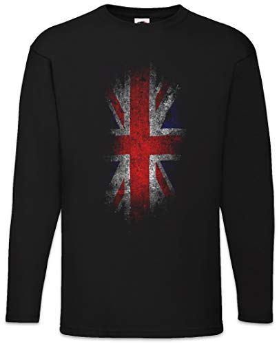 Urban Backwoods Vintage UK Union Jack Flag Herren Langarm T-Shirt Schwarz Größe L von Urban Backwoods