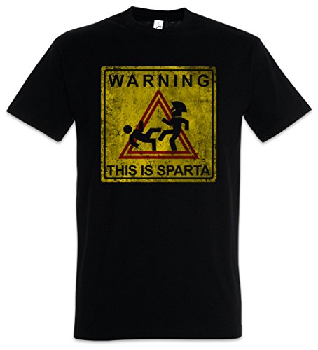 Urban Backwoods Warning This is Sparta Sign Herren T-Shirt Schwarz Größe 3XL von Urban Backwoods