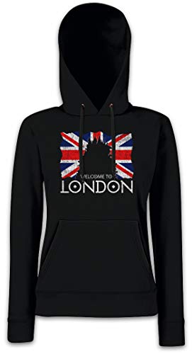 Urban Backwoods Welcome to London Damen Kapuzenpullover Hoodie Schwarz Größe 2XL von Urban Backwoods