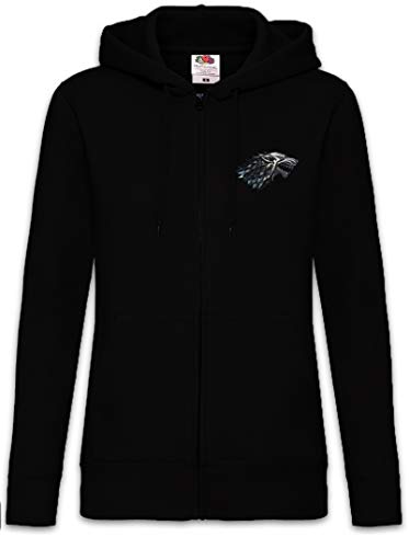 Urban Backwoods Winter Wolf Damen Zipper Hoodie Kapuzenpullover Schwarz Größe M von Urban Backwoods