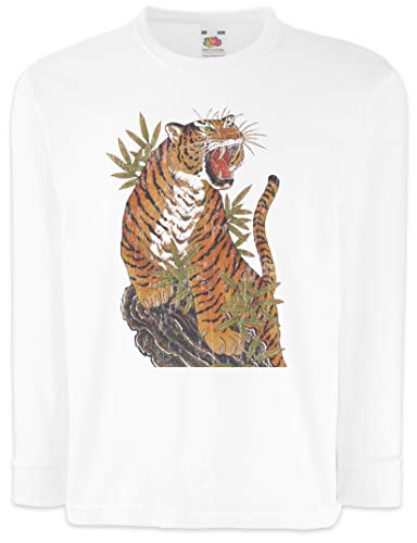 Urban Backwoods Yak Tiger Kinder Kids Mädchen Jungen Langarm T-Shirt Weiß Größe 8 Jahre von Urban Backwoods