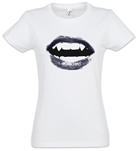 Vampire Woman Mouth Damen T-Shirt - Vampir Blut True Gebiss Zähne Biss Bite Teeth Jaws Blood Dracula Blood Count Bat Fledermaus Horror Hammer Creature Studios Nosferatu Größen XS - 2XL von Urban Backwoods