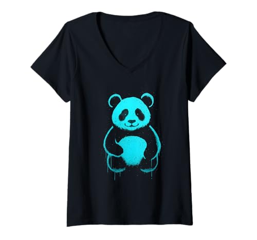 Damen Pandabär, Graffiti, Urban Art, niedliches Tier-Design T-Shirt mit V-Ausschnitt Damen Pandabär, Graffiti, Urban Art, niedliches Tier-Design T-Shirt mit V-Ausschnitt von Urban Bear