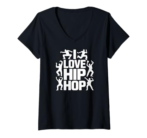 Damen Ich Liebe Hip Hop Dance Expression Street Style T-Shirt mit V-Ausschnitt Damen Ich Liebe Hip Hop Dance Expression Street Style T-Shirt mit V-Ausschnitt von Urban Beats Rhythm Groove Hip Hop Dance Culture