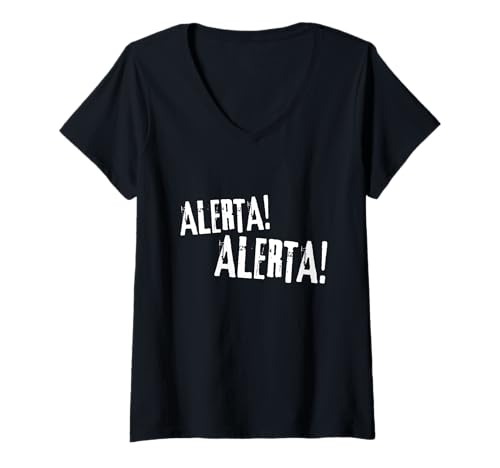 Damen ALERTA! ALERTA! T-Shirt mit V-Ausschnitt von Urban Brainwashers