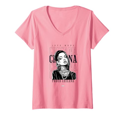 Damen Chola Hispanic Latino Chicano Cholo Mexikaner, Chicana T-Shirt mit V-Ausschnitt von Urban Chola Latino Chicana Kleidung. Mädchen Chola