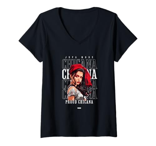 Damen Chola Hispanic Latino Chicano Cholo Mexikaner, Chicana T-Shirt mit V-Ausschnitt von Urban Chola Latino Chicana Kleidung. Mädchen Chola