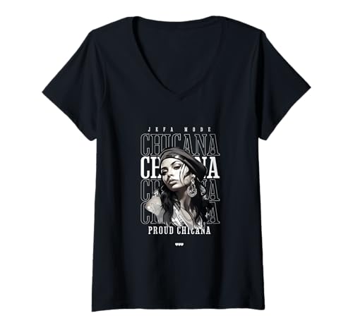 Damen Chola Hispanic Latino Chicano Cholo Mexikaner, Chicana T-Shirt mit V-Ausschnitt von Urban Chola Latino Chicana Kleidung. Mädchen Chola
