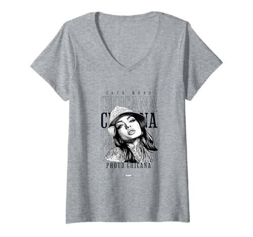 Damen Chola Hispanic Latino Chicano Cholo Mexikaner, Chicana T-Shirt mit V-Ausschnitt von Urban Chola Latino Chicana Kleidung. Mädchen Chola