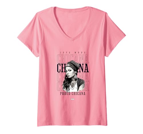 Damen Chola Hispanic Latino Chicano Cholo Mexikaner, Chicana T-Shirt mit V-Ausschnitt von Urban Chola Latino Chicana Kleidung. Mädchen Chola