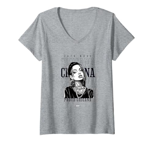 Damen Chola Hispanic Latino Chicano Cholo Mexikaner, Chicana T-Shirt mit V-Ausschnitt von Urban Chola Latino Chicana Kleidung. Mädchen Chola