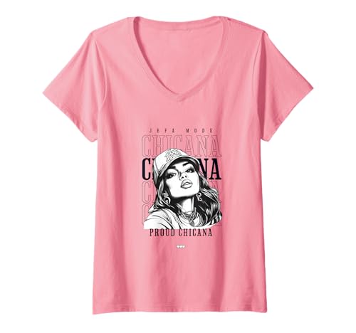 Damen Chola Hispanic Latino Chicano Cholo Mexikaner, Chicana T-Shirt mit V-Ausschnitt von Urban Chola Latino Chicana Kleidung. Mädchen Chola