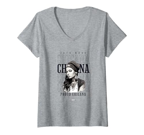 Damen Chola Hispanic Latino Chicano Cholo Mexikaner, Chicana T-Shirt mit V-Ausschnitt von Urban Chola Latino Chicana Kleidung. Mädchen Chola