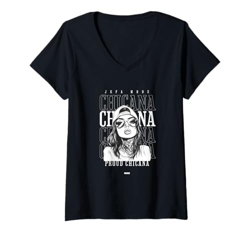 Damen Chola Hispanic Latino Chicano Cholo Mexikaner, Chicana T-Shirt mit V-Ausschnitt von Urban Chola Latino Chicana Kleidung. Mädchen Chola