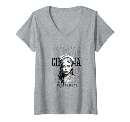 Damen Chola Hispanic Latino Chicano Cholo Mexikaner, Chicana T-Shirt mit V-Ausschnitt von Urban Chola Latino Chicana Kleidung. Mädchen Chola